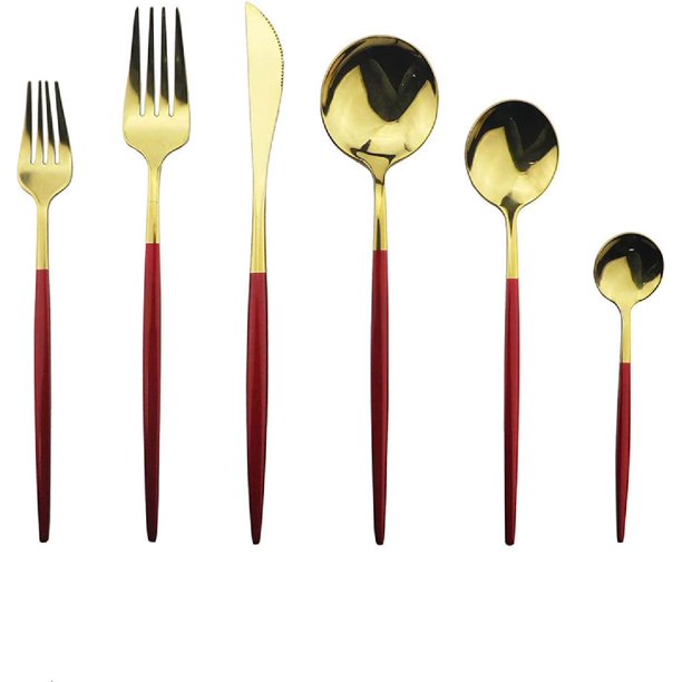 18/10 Silver Silverware Set Stainless Steel Flatware Utensils Set Gold