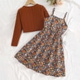 thumbnail image 5 of ATOGUTA School Outfits for Girls 2 Pieces Floral Cami Skirts Dress and Button Down Long Sleeve Jacket Sets Size 5T-14, Coffee, 5 of 6