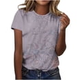 thumbnail image 2 of ATENAR Shirts for Women Crew Neck Shirts Short Sleeve Summer Tops Purple 3XL, 2 of 6
