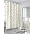 thumbnail image 3 of Golden Chevron Shower Curtain, Lines Abstract Geometric Minimalist Waterproof Shower Curtain Set with 12 Hooks Lightweight Washable Fabric Shower Curtains for Bathroom 72x78 Inches, 3 of 6
