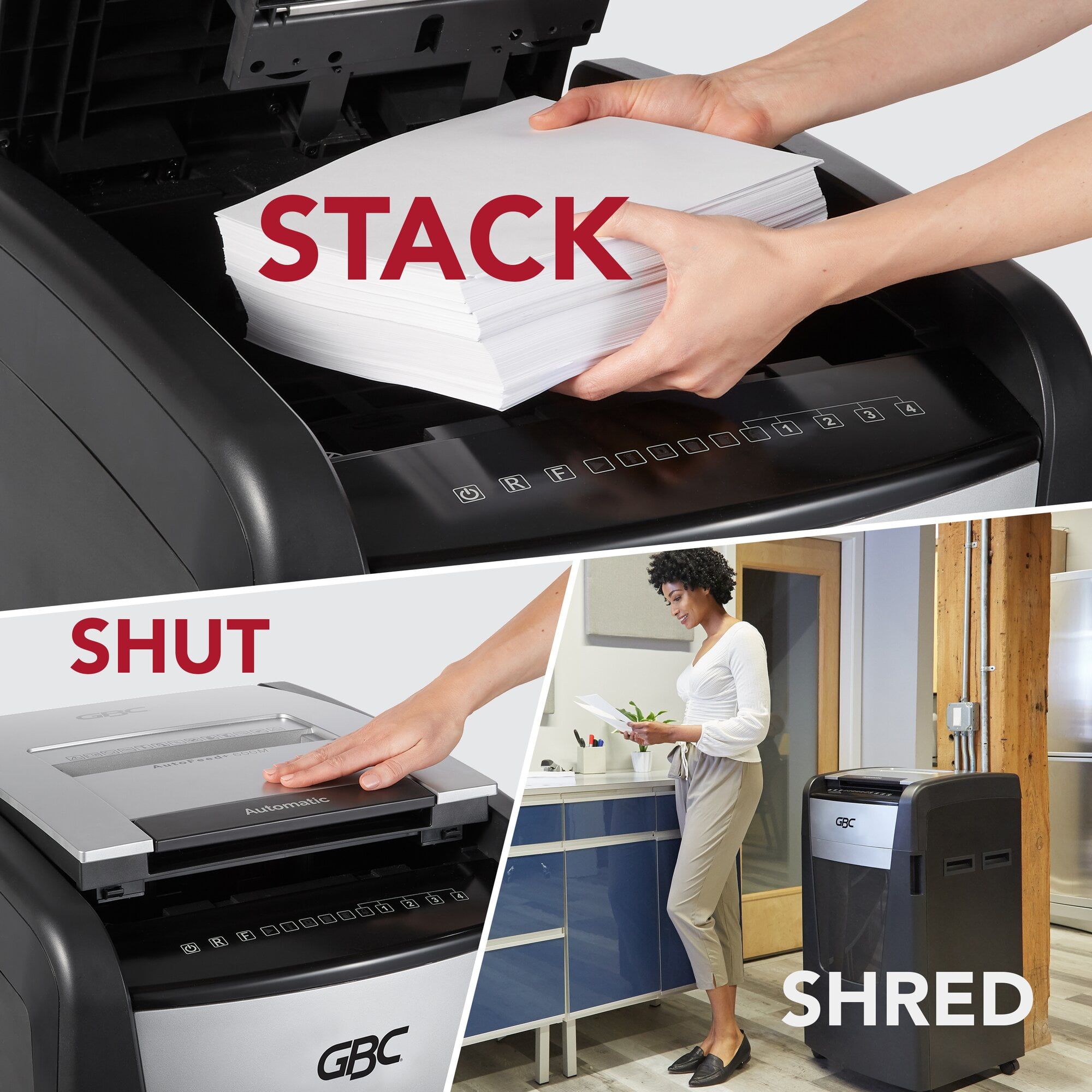 GBC AutoFeed+ 600X Super Cross-Cut Office Shredder, 600 Sheets, 29 Gallon Bin, Black