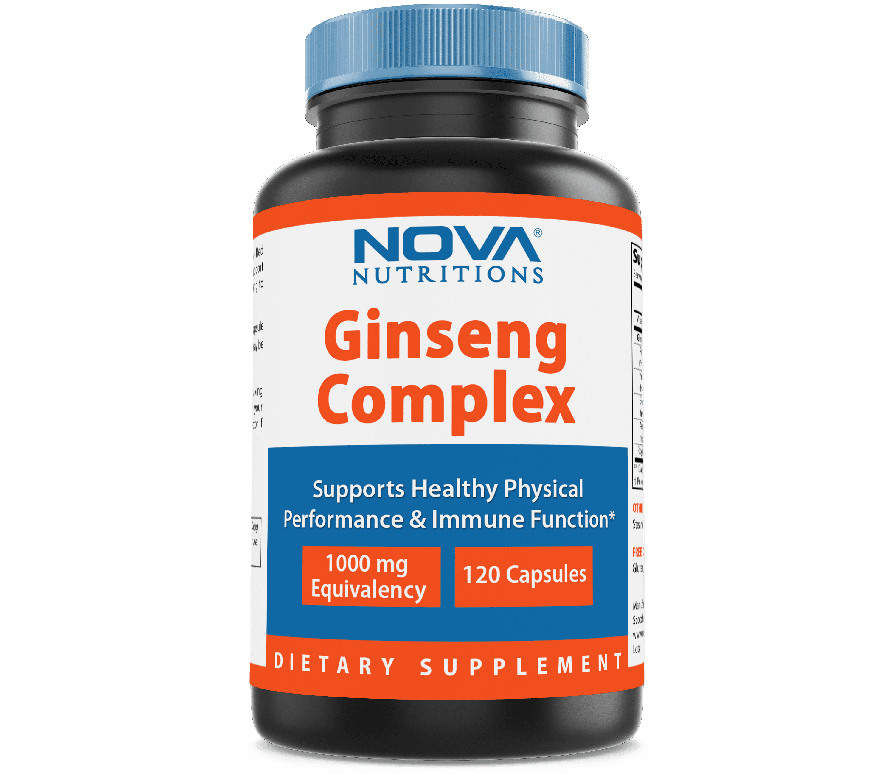 Nova Nutritions Ginseng Complex 1000 mg capsule Made with Vitamin B12, Red Chinese Ginseng