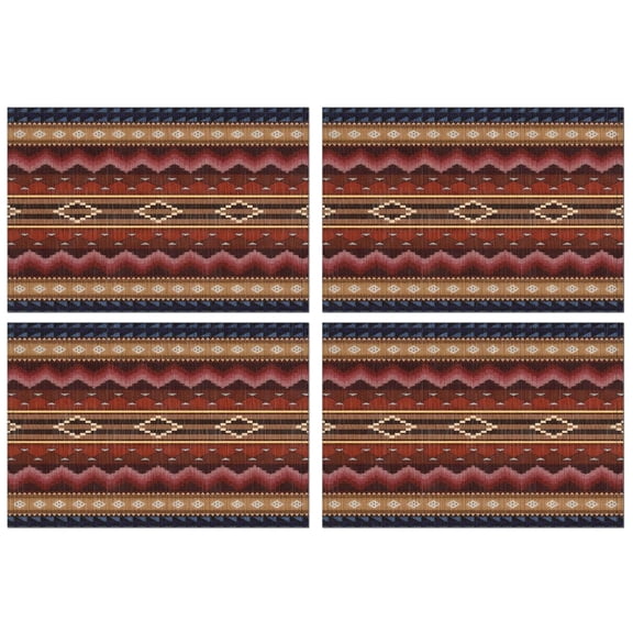 Boho Multicolor Geometric Ethnic Pattern Summer Placemats Table Placemats Set Of 4-Linen Kitchen Washable Placemats Table Mats 11.8"x17.7" Non-Slip Heat Resistant