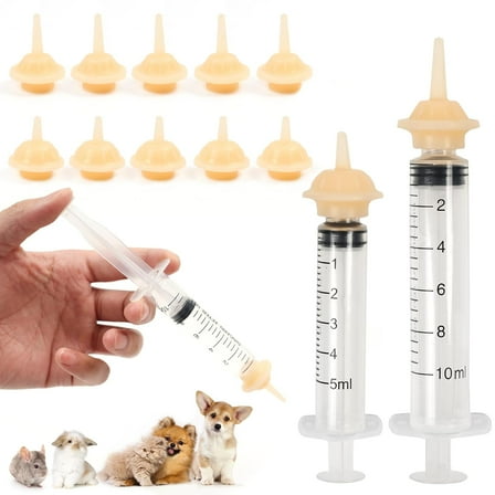 Monebena Silicone Material Kitten Nipples for Nursing, Reusable Kitten Syringe for Feeding,Silicone Pacifier Suitable for Kittens, Puppies and Wild Animals. (Small)