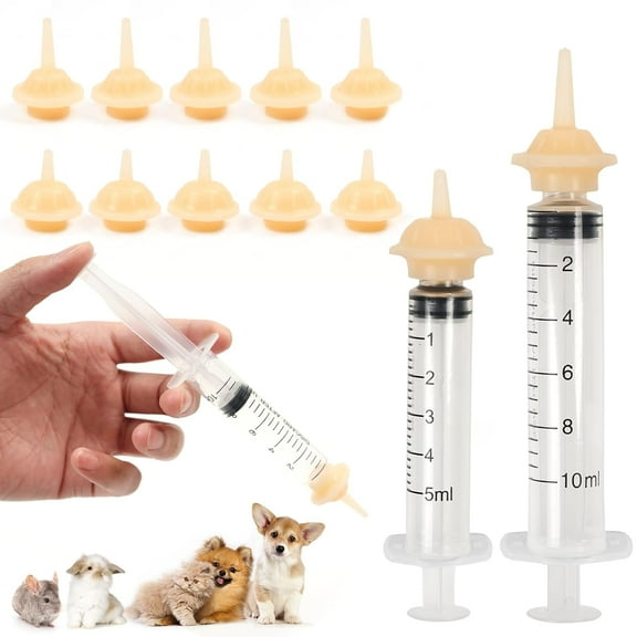 Monebena Silicone Material Kitten Nipples for Nursing, Reusable Kitten Syringe for Feeding,Silicone Pacifier Suitable for Kittens, Puppies and Wild Animals. (Small)