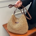 thumbnail image 2 of Namzi Women's Woven Shoulder Bag Woven Tote Bag and Cosmetic Bag,Summer Beach Weaving Chic Woven Tote Handbags Shoulder Bags 11.02*0.78*9.44inch（Khaki）, 2 of 2