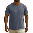 thumbnail image 4 of DeHolifer Men's Workout Shirts Plus Size Quick Dry Athletic Running T-Shirts Lightweight Short Sleeve Sports Gym Tops Dark Gray 4XL, 4 of 8