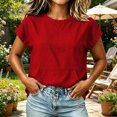 thumbnail image 6 of GZWYHT Linen Tops for Women Short Sleeve Kangaroo Pocket T-Shirt Crewneck Sweatshirts Lightweight Casual Athletic Work Tee Red L, 6 of 7