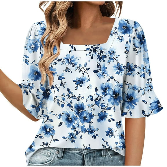 Women's Tops Casual Loose Fit Tops Plus Size 2X Tshirts Shirts Cotton Plain Work Blouses Office Professional