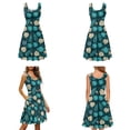 thumbnail image 4 of Jiueut Monstera Palm Leaves Pattern Matching Hawaiian Outfits for Couples, Womens Casual Summer Sleeveless Scoop Neck Mini Dress Sundress and Mens Hawaiian Shirts Button Down Plus Size, XS, 4 of 5