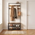 thumbnail image 6 of Nordic Hygge3-in-1 Industrial Hall Tree with Shoe Storage Bench, Rustic Walnut & Black, 6 of 7