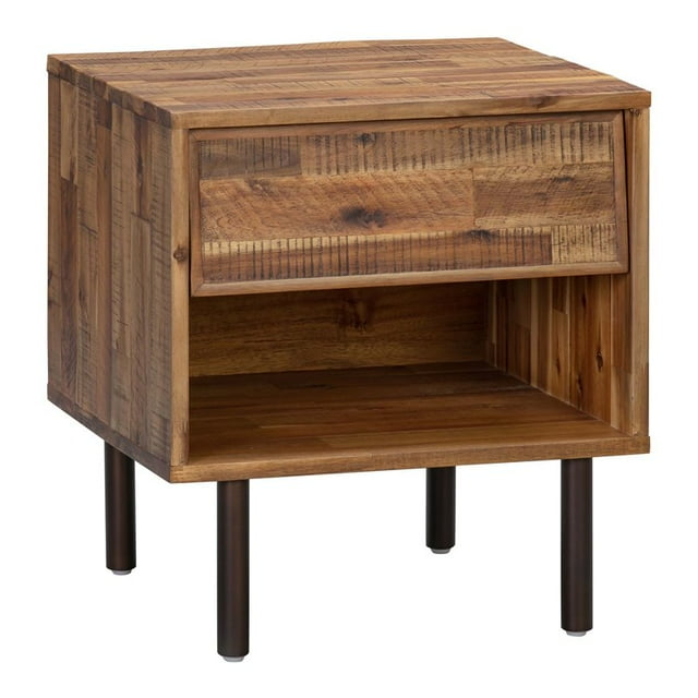 TOV Furniture Bushwick 21.7"H Transitional Wood Nightstand in Brown