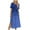 Dark Blue, variant on Aboser Boho Floral Print Dresses for Women Trendy Short Sleeve Dress Casual Side Split Maxi Dresses Loose Fit Crewneck Beach Dress with Pockets