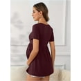 thumbnail image 4 of Yawrut Women's Maternity Tops Wine Red Short Sleeve Scoop Neck Elastic Band High Waist ShirtsPregnancy Clothes, 4 of 7