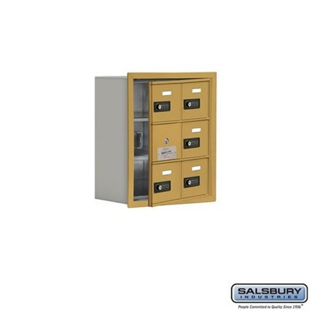 Salsbury 19138-06GRC 16.25 x 18.75 x 8.75 in. Cell Phone Storage Locker with Front Access Panel - Recessed Mounted, Resettable Combination Locks - Gold