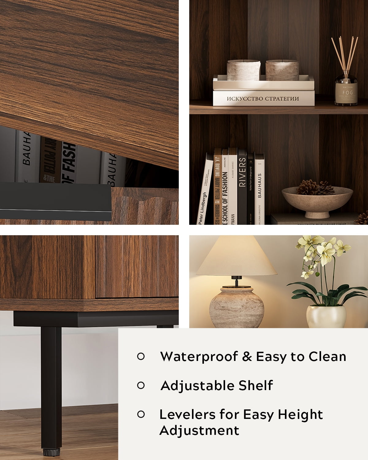 Joyyskill Modern Corner Cabinet, Fluted Small Floor Storage Cabinet with Adjustable Shelf, Freestanding Narrow Organizer for Living Room, Natural Oak