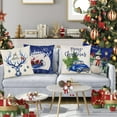 thumbnail image 6 of Blue Christmas Throw Pillow Covers 16x16 Set of 4 Xmas Series Holiday Cushion Pillow Cover Christmas Decorations for Sofa Couch Bed Farmhouse Outdoor Living Room (Blue, 16x16), 6 of 6
