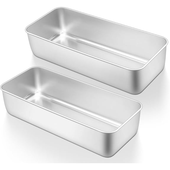 Loaf Pan, 12 x 5 Inch Stainless Steel Loaf Pans for Baking Bread, 2 Pack Large Bread Loaf Baking Pan for Homemade Bread, Meatloaf, Cake, Brownies, Non-Toxic, Heavy-duty, Oven & Dishwasher Safe