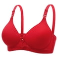 thumbnail image 2 of Mallwal Bra and Panty Set Women Comfortable Breathable Bra Underwear No Underwire V-Neck Seamless Bra Feature Hook and Eye Closure Soft Bra Style Y-393 , Red L, 2 of 2