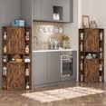 thumbnail image 3 of VEANERWOOD Farmhouse 55" Tall Corner Cabinet, 10-Cubby Corner Storage Cabinet with Adjustable Shelves & 2 Doors for Bathroom,Living Room,Kitchen, 3 of 8
