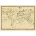 thumbnail image 2 of Unknown 18x14 Black Ornate Wood Framed with Double Matting Museum Art Print Titled - Mercator Projection, 2 of 4