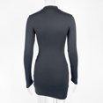 thumbnail image 5 of Minivestido negro ajustado sexy para mujer, con fruncido y cordón, de manga larga, ajustado, para fiesta, 2024, 5 of 5