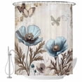 thumbnail image 2 of Teal Tulip Waterproof Fabric Shower Curtain,Vintage Spring Floral Summer Botanical Brown Waterproof Fabric Shower Curtain for Bathroom Curtains Bathtubs Shower Curtains with 12 Hooks Extra Long 72x96, 2 of 8