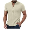 thumbnail image 3 of LIUJUNSHOP Men's Short Sleeve Casual Solid T-Shirt Relaxed Fit Holiday Top Comfortable Tee Khaki XXL, 3 of 5