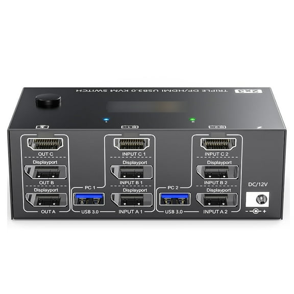 Video converter,Usb 3.0 And 4 Cables Wired Remote And Er Support Two Input Output 8k@30hz 4k@144hz Remote And 4 Kvm Switcher Two Displayport With Wired 4 Cables Included Kvm Er Two