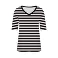 thumbnail image 4 of Penkiiy T-Shirts à Manches Courtes à Rayures pour Femmes Col Rond Décontracté Ample Chandail Tops Été Tee Shirt m Noir, 4 of 5