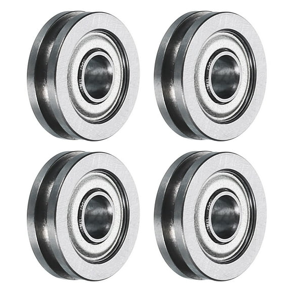 Uxcell 4 Packs TU0310 U Groove Track Guide Bearing 3x10x3mm U Groove Roller Wheel (GCr15) Chrome Steel Bearings