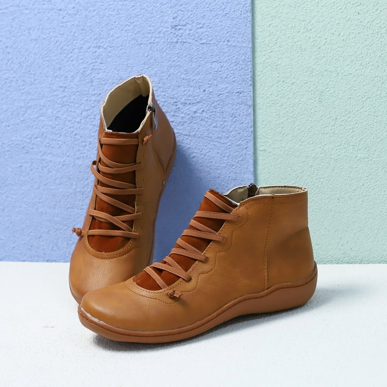 Womens flat lace up boots outlet uk