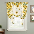 thumbnail image 2 of Farmhouse Vintage Tie Up Curtain 63 Inches Long, Sunflowers Floral Botanical Beige Letter Balloon Style Kitchen Window Curtain Over Sink, Small Window Rod Pocket Curtain 52"x63", 2 of 9