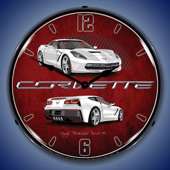 C7 Corvette Lighted Clock - Artic White