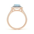 thumbnail image 2 of ANGARA Natural Cushion Aquamarine Double Halo Split Shank Two Tone Ring in 14K Rose & White Gold for Women (Size-6mm) | March Birthstone, Anniversary, Jewelry Gift for Women | Natural Aquamarine Ring, 2 of 8