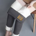 thumbnail image 2 of Gibobby Leggings gluteos deportivo Pantalones gruesos lana para mujer, informales, cómodos, con patrón nieve, etiqueta cuero, mallas elásticas cálidas ajustadas, invierno（Gris， XXL), 2 of 5