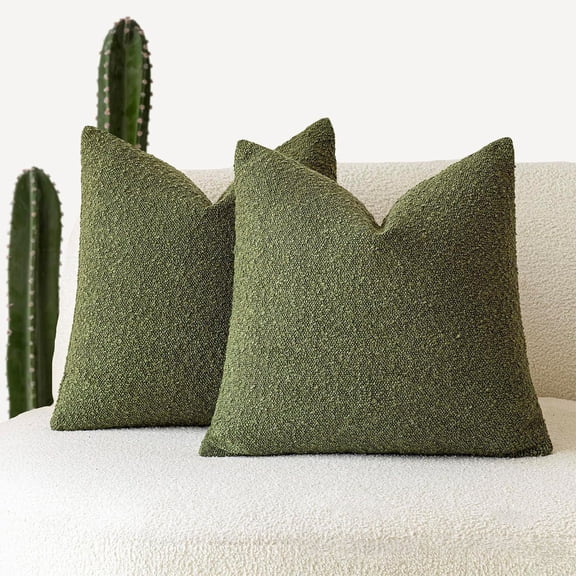 Btomtd Thicken Imitation Lamb Throw Pillow Cover for Sofa or Bed, 1PC, 18 x 18 inches Couch Pillow Covers, Soft and Cozy Pillow Covers (Army Green)