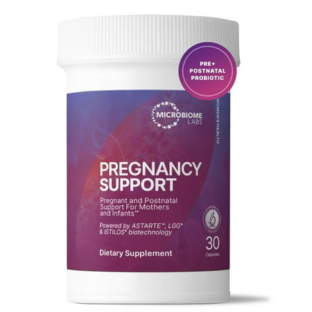 Microbiome Labs Pregnancy Support - Prenatal & Postpartum Probiotics for Women - Probiotic Supplements to Support Gut Health & A Balanced Vaginal Microbiome Through Breastfeeding (30 Capsules)