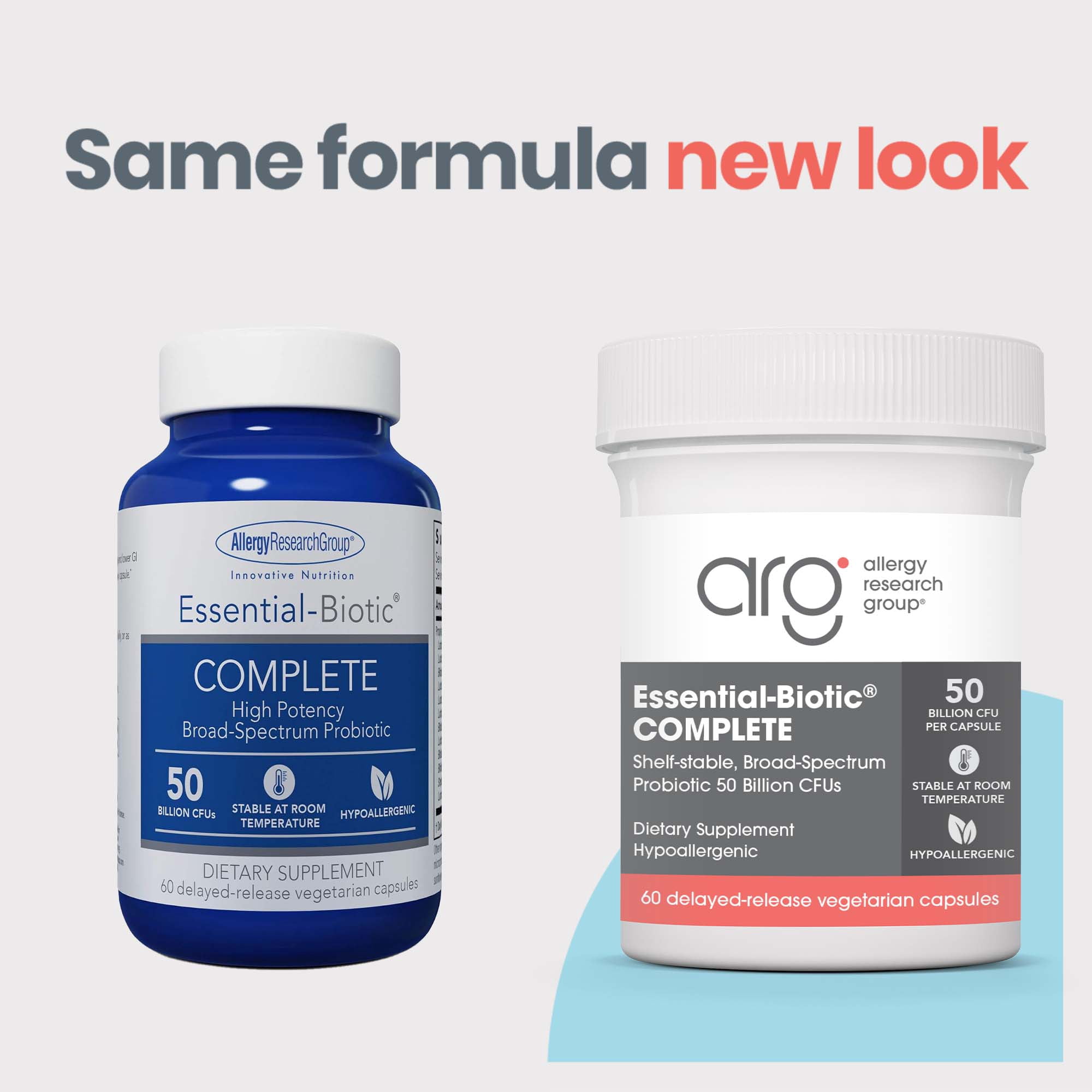 ARG Essential Biotic Complete - 50 Billion CFU Probiotic - Gut & Digestive Support - Delayed Release Capsules - Hypoallergenic - 60 Servings - 60 Capsules