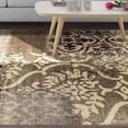 thumbnail image 4 of 4' X 6' Ivory Light Blue Damask Distressed Stain Resistant Area Rug, 4 of 4