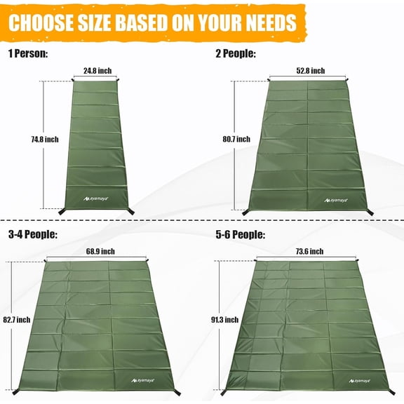 Foam Sleeping Pad for Camping - 91.3x73.6 Inches, Waterproof Tent Footprint Inner Camping Mat for 4-6 Person