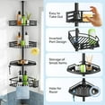 thumbnail image 5 of Corner Shower Caddy Tension Pole: Quick Installation 4-Tier Rustproof Bathroom Organizer Shelves for Bathtub Shampoo Storage - 47-121 inch Adjustable Floor Standing Bath Rack Holder - Silver, 5 of 14