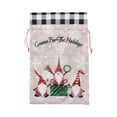 thumbnail image 2 of Christmas Drawstring Gift Bags 2-Pack, 22x14 Inch Linen-like Reusable Storage Bags with Gnome & Plaid Design for Holiday Wrapping Multicolor, 2 of 6