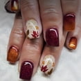 thumbnail image 1 of Uñas postizas adhesivas Sevgob medianas cuadradas con diseño de hoja de arce, 24 piezas, 1 of 7