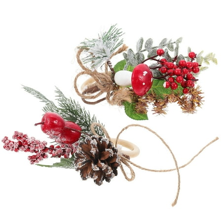 

2Pcs Napkin Clasp Napkin Berry Pine Cone Buckle for Home Hotel Restaurant