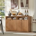 thumbnail image 5 of LEYAOYAO Large Fluted Buffet Cabinet with 4 Doors & Shelves Wood Sideboard Buffet Table Storage Cabinet Modern Accent Console for Living Room, Brown, 5 of 8