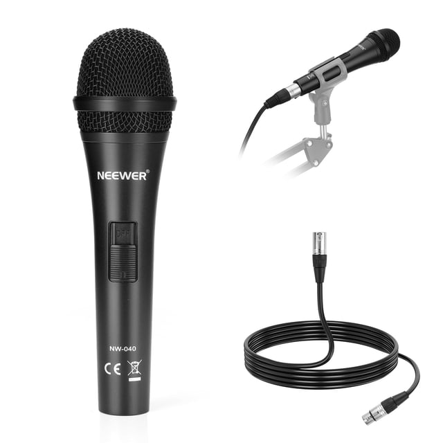 NEEWER NW-040 Cardioid Dynamic Microphone with XLR Cable, Rigid Metal Housing, Unidirectional Pickup Mic for Musical Instruments Voice Public Speech
