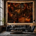 thumbnail image 6 of Pumpkins in a Black and Orange Gate Courtyard, Mysterious Gothic Style for Home Decor Fans, Autumn Lantern Art, Halloween Gift, Tapestry Wall Hanging for Bedroom and Den, 6 of 7