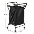 thumbnail image 2 of Household Essentials Rolling Laundry Hamper, Heavy Duty Canvas Bag, 2 Load Capacity, Foldable Frame, Black Bag with Velcro Fasteners, Black, 2 of 13