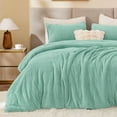 thumbnail image 6 of Fluffy Queen Comforter Set - Furry Eggshell Blue Leaves Pattern Faux Fur Bed Set, Winter Ultra Soft Fuzzy Comfort Set, Velvet Bedding Set for Bed with 2 Pillow Cases, 6 of 13